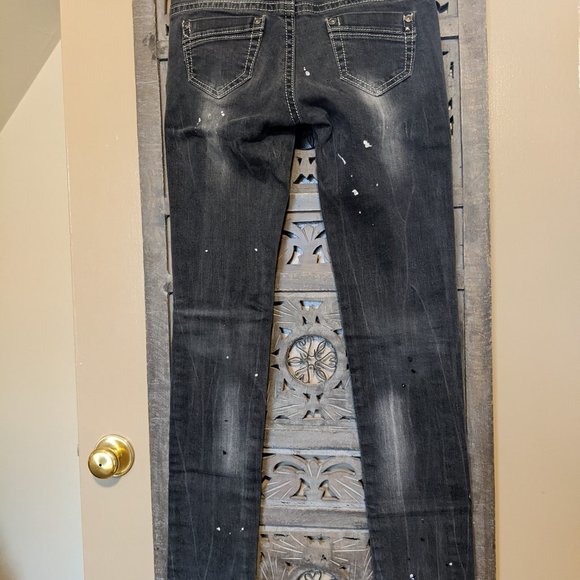 Euro Style Distressed Cotton Skinny Jeans - Picture 4 of 6